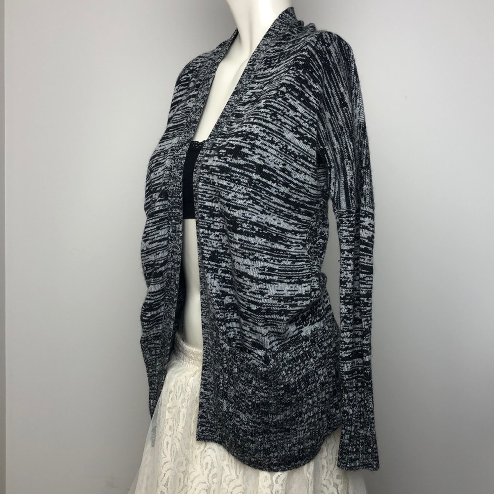 Aritzia Talula Black Speckled Cashmere Angora Open Front Cardigan Size XS/XXS